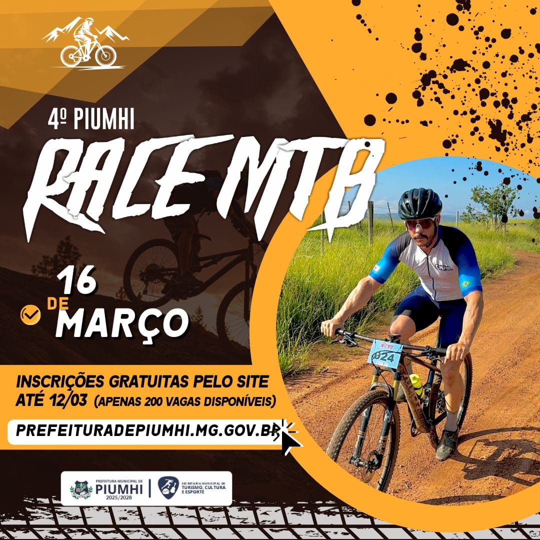 INSCRIÇÕES ABERTAS PARA O 4º RACE MTB: APENAS 200 VAGAS DISPONÍVEIS INSCRIÇÕES ABERTAS PARA O 4º RACE MTB: APENAS 200 VAGAS DISPONÍVEIS