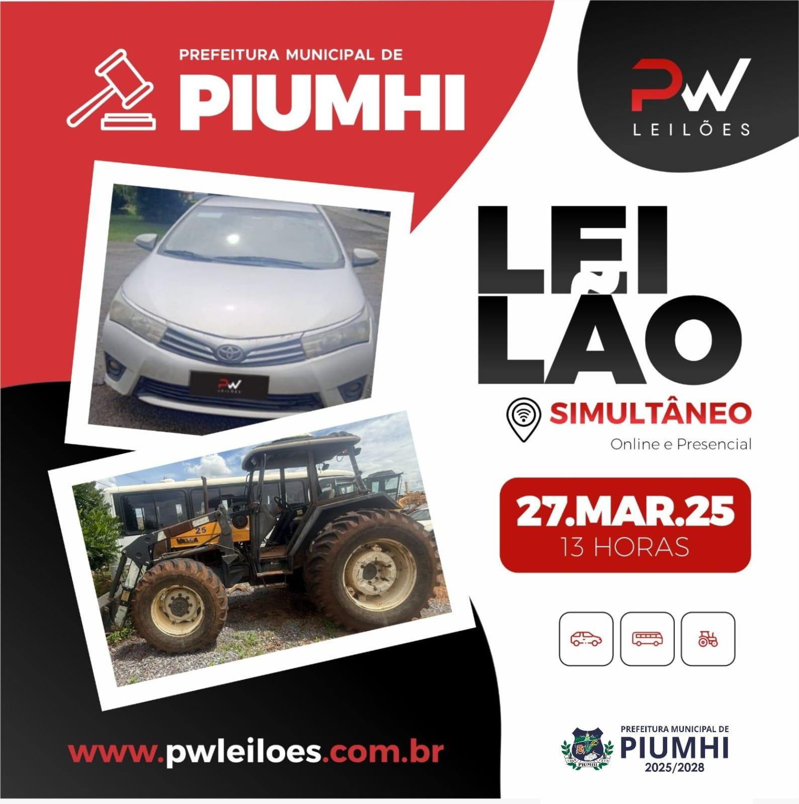 LEILÃO SIMULTÂNEO EM PIUMHI OCORRERÁ PRESENCIALMENTE E ONLINE NO DIA 27 DE MARÇO LEILÃO SIMULTÂNEO EM PIUMHI OCORRERÁ PRESENCIALMENTE E ONLINE NO DIA 27 DE MARÇO