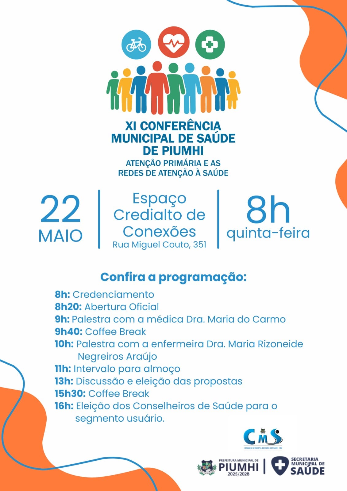 XI CONFERÊNCIA MUNICIPAL DE SAÚDE DE PIUMHI ACONTECE NESTA QUINTA-FEIRA, 22 XI CONFERÊNCIA MUNICIPAL DE SAÚDE DE PIUMHI ACONTECE NESTA QUINTA-FEIRA, 22